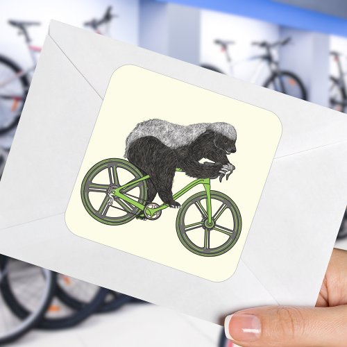 Honey Badger Cycling Funny Badass Animal Cyclist   Square Sticker