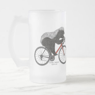 Honey Badger Cycling Funny Badass Bicycle Slogan Frosted Glass Beer Mug