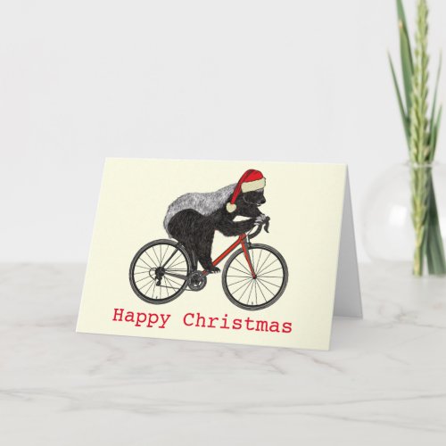 Honey Badger Cycling Funny Badass Festive Cyclist  Card