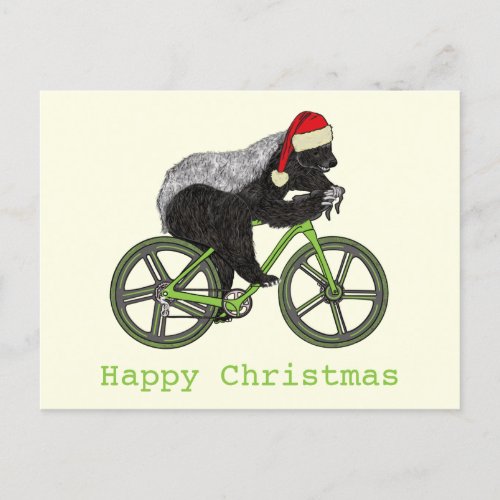 Honey Badger Cycling Funny Badass Festive Cyclist  Postcard