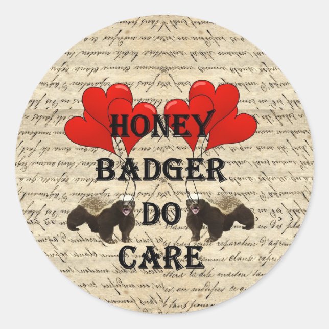 Honey badger do care classic round sticker (Front)