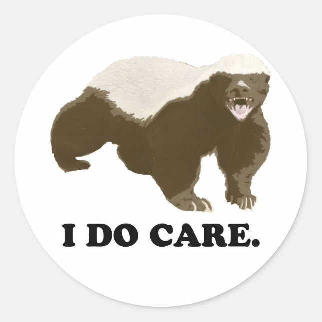 Honey Badger Does Care Classic Round Sticker (Front)