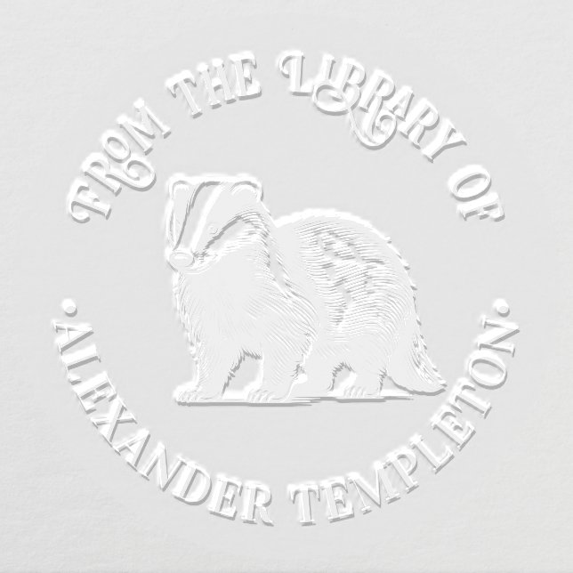 Honey Badger Drawing “From the Library of” #1P Embosser (Design)