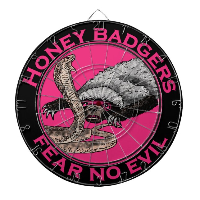 Honey Badger Fear no Evil Funny Badass Slogan Pink Dartboard With Darts (Front)