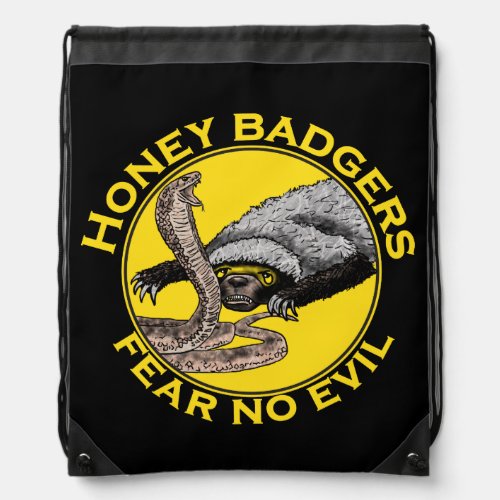 Honey badger Fear No Evil Snake Badass Animal Art Drawstring Bag