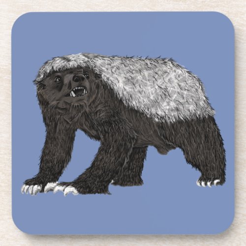 Honey Badger Fearless Attitude Animal illustration Coaster
