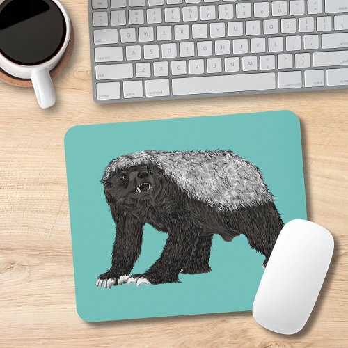 Honey Badger Fearless Nasty Wild Animal Art Mouse Pad