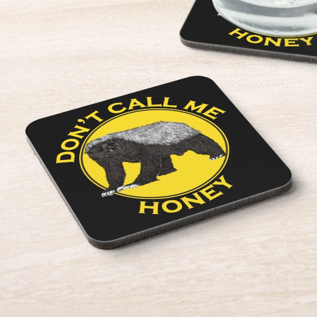 Honey Badger Funny Badass slogan Beverage Coaster (Left Side)