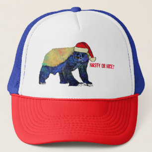Honey Badger Funny Christmas Nasty Nice Quote  Trucker Hat