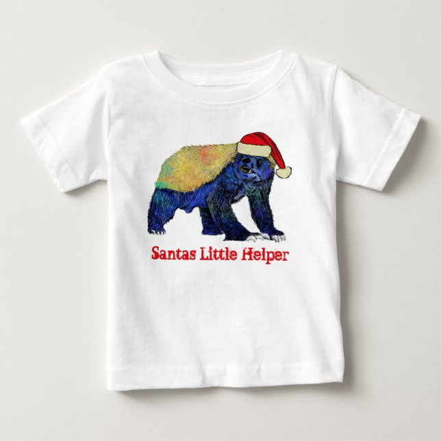 Honey Badger Funny Funky Festive Irony Santa Quote Baby T-Shirt (Front)