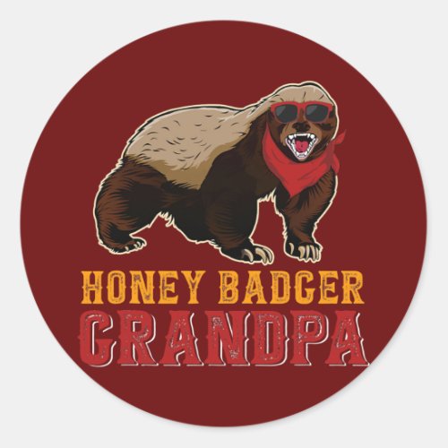 Honey Badger Grandpa Honey Badger Wearing Classic Round Sticker