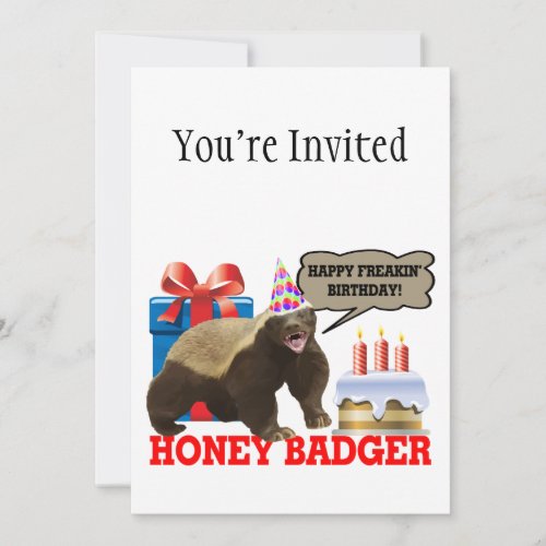 Honey Badger Happy Freakin' Birthday Personalized Invites