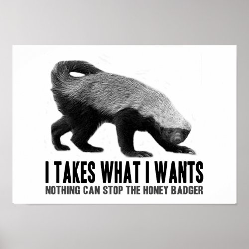 Honey Badger _ I Takes What I Wants Poster