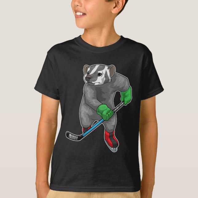 Honey badger Ice hockey Ice hockey stick T-Shirt (Front)
