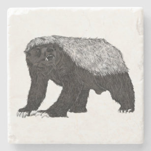 Honey Badger Illustration Badass Attitude Animal Stone Coaster