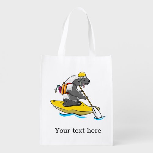 Honey badger in a kayak grocery bag