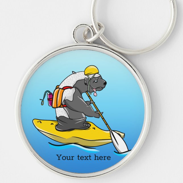 Honey badger in a kayak keychain (Front)
