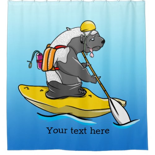 Honey badger in a kayak shower curtain