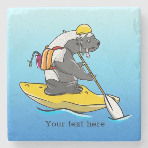 Honey badger in a kayak stone coaster