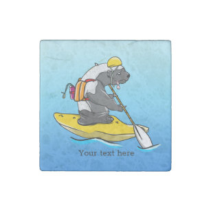 Honey badger in a kayak stone magnet