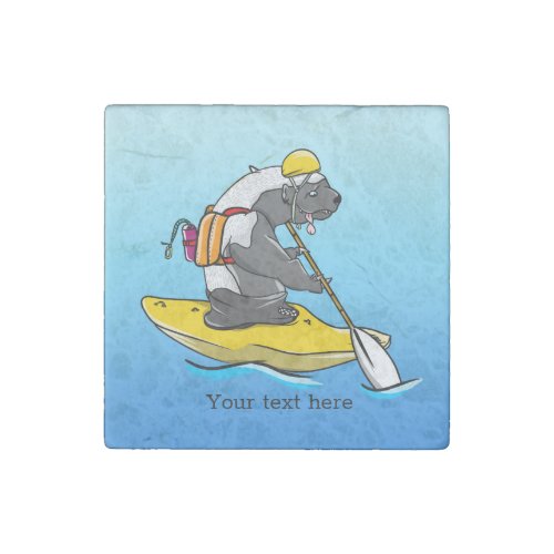 Honey badger in a kayak stone magnet