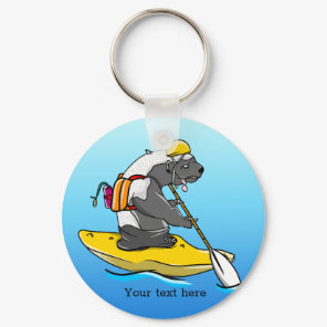 Honey Badger kayaking in a River Keychain