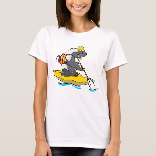 Honey Badger kayaking in a River T_Shirt