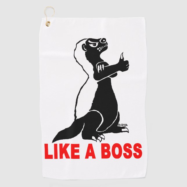 Honey badger, like a boss golf towel (Front)