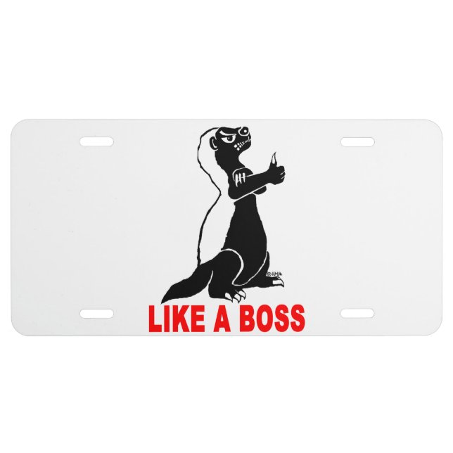Honey badger, like a boss license plate (Front)