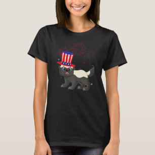 Honey Badger Red White Blue Fireworks Decor 4th Of T-Shirt
