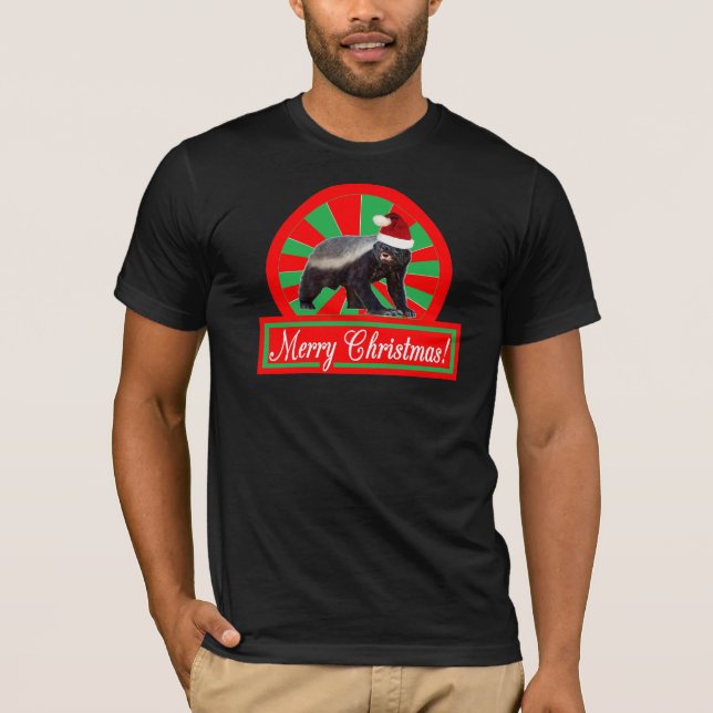 Honey Badger Retro Merry Christmas T-shirt (Front)