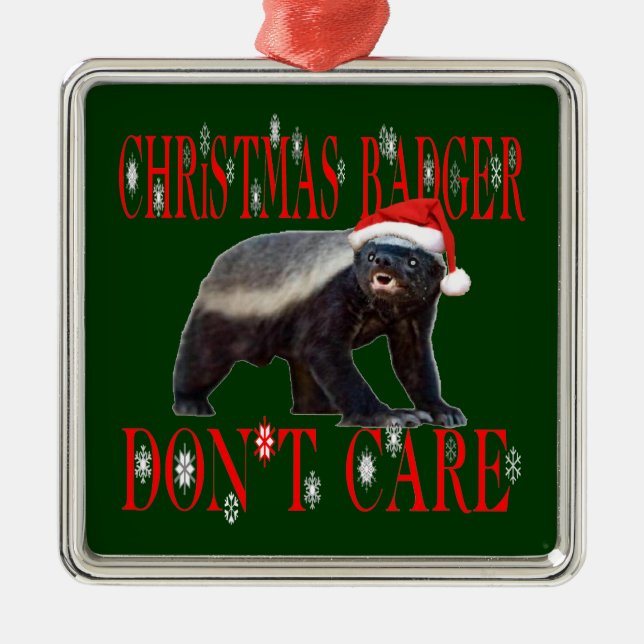 Honey Badger Santa Hat Christmas Tree Ornament (Front)