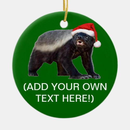 Honey Badger Santa Hat Christmas Tree Ornament