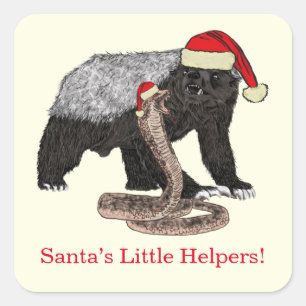 Honey Badger Snake Funny Festive Irony Santa Quote Square Sticker