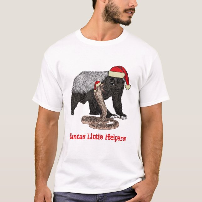 Honey Badger Snake Funny Festive Irony Santa Quote T-Shirt (Front)