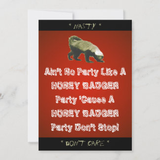 Honey Badger Theme Party Custom Invitation