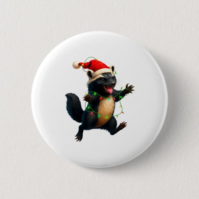 Honey Badger Tree Xmas Lights Santa Honey Badger C Button (Front)