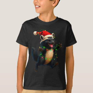 Honey Badger Tree Xmas Lights Santa Honey Badger C T-Shirt