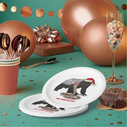Honey Badger verses Snake Badass Christmas  Paper Plates