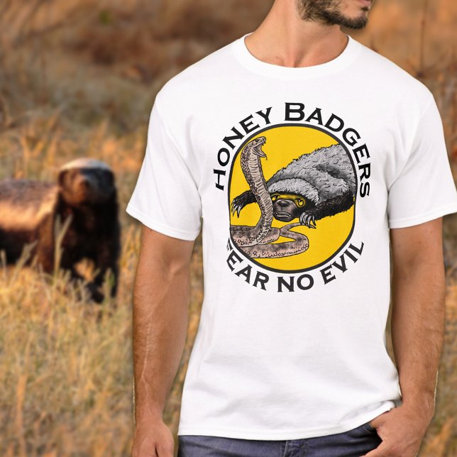 Honey Badger verses snake funny quote T-Shirt (Honey badgers fear no evil quote Tshirt )