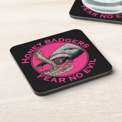 Honey Badger verses snake quote Drink Coaster