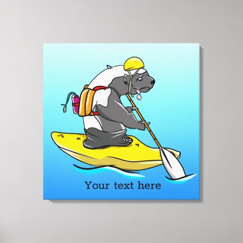 Honey badger white water kayaking canvas print