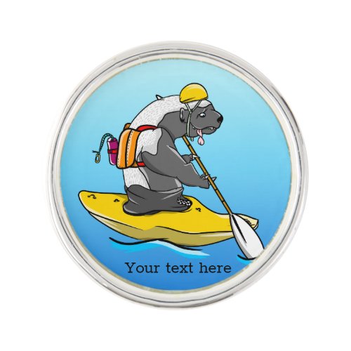 Honey badger white water kayaking lapel pin