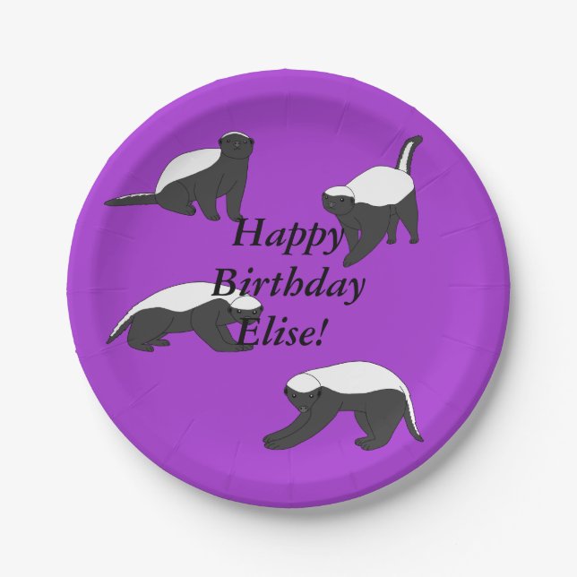 Honey Badgers Birthday Paper Plates (Front)