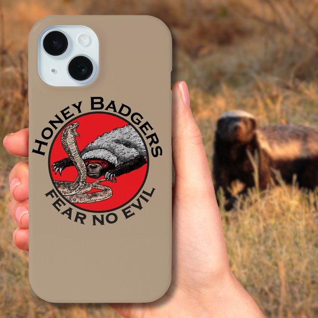 Honey Badgers Fear no Evil Quote Case-Mate iPhone Case (Honey badger fear no evil quote badass honey badger verses snake illustration phone case)