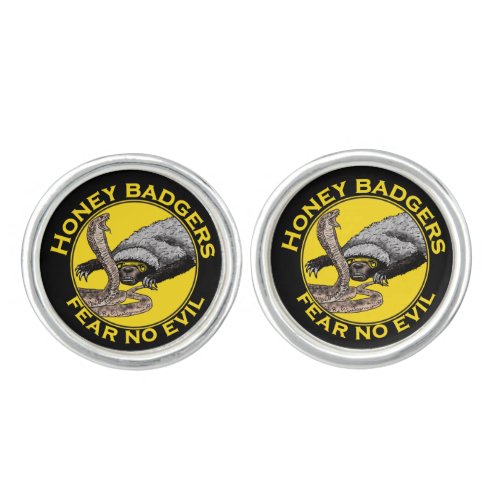 Honey Badgers Fear no Evil Saying  Cufflinks