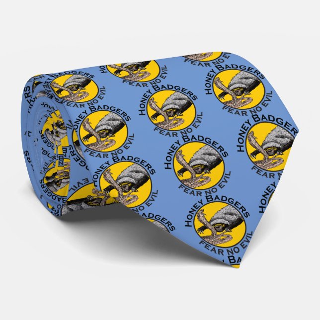 Honey Badgers Fear no Evil Yellow Badass Animal Neck Tie (Rolled)