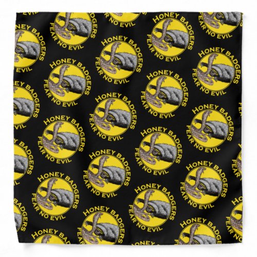 Honey Badgers Fear no Evil Yellow Scary Animal Art Bandana