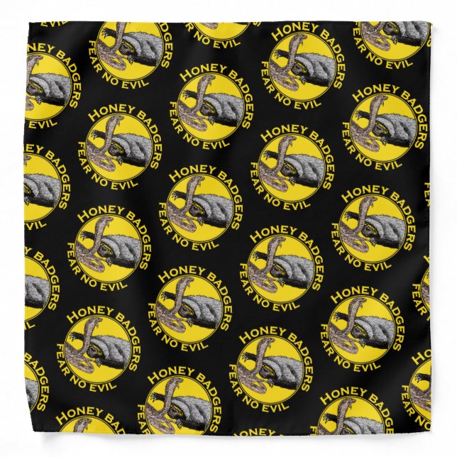 Honey Badgers Fear no Evil Yellow Scary Animal Art Bandana (Front)
