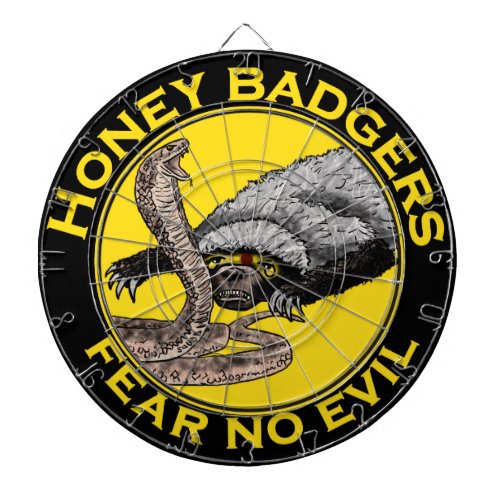 Honey Badgers Fear no Evil Yellow Scary Animal Art Dart Board